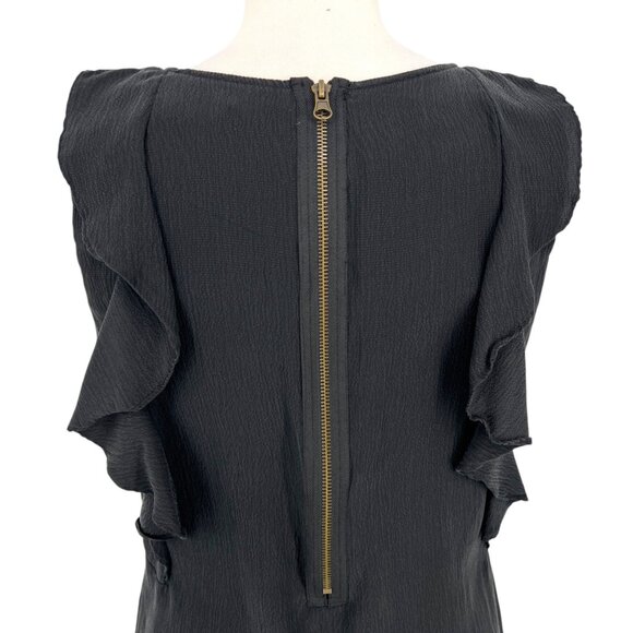 Sanctuary Black Silk Ruffle Sleeveless Top Blouse Size Large - Picture 5 of 9